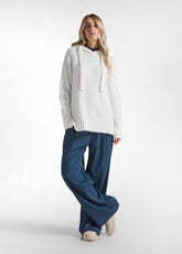 PULLOVER SOFFICE CON CAPPUCCIO BIANCO - MILK WHITE | DEHA