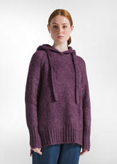 PULLOVER SOFFICE CON CAPPUCCIO VIOLA - PLUM VIOLET | DEHA