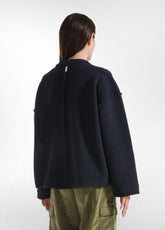 BOILED WOOL JACKET WITH ZIP - BLUE - NIGHT BLUE | DEHA