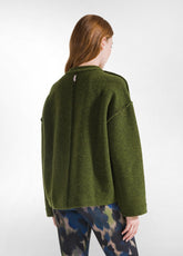 BOILED WOOL JACKET WITH ZIP - GREEN - OLIVE GREEN | DEHA