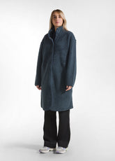 TEDDY FLEECE LONG COAT - BLUE - Warm and Cozy | DEHA