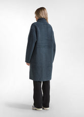 TEDDY FLEECE LONG COAT - BLUE - DARK BLUE | DEHA