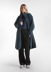 TEDDY FLEECE LONG COAT - BLUE - DARK BLUE | DEHA