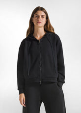 BLACK TRIMS FULL ZIP HOODIE - BLACK - Hoodie | DEHA