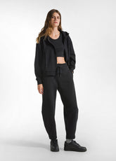 FELPA CON ZIP E CAPPUCCIO DETTAGLI NERI NERO - BLACK | DEHA