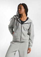 BLACK TRIMS FULL ZIP HOODIE - GREY - Hoodie | DEHA