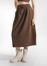 BALLOON LONG SKIRT - BROWN - COFFEE BROWN | DEHA