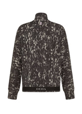 GRAY ANIMAL PRINT ZIPPER SWEATSHIRT - LEOPARD GREY | DEHA