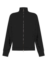 ZIPPER HIGH NECK SWEATSHIRT WITH BLACK LOGO - BLACK | DEHA