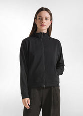 ZIPPER HIGH NECK SWEATSHIRT WITH BLACK LOGO - BLACK | DEHA