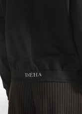 ZIPPER HIGH NECK SWEATSHIRT WITH BLACK LOGO - BLACK | DEHA