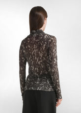 T-SHIRT COLLO ALTO STAMPATA IN LYOCELL GRIGIO - LEOPARD GREY | DEHA