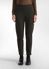 PINSTRIPED STRAIGHT PANTS - BLACK - BLACK | DEHA