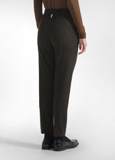 PINSTRIPED STRAIGHT PANTS - BLACK - BLACK | DEHA