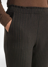 PINSTRIPED STRAIGHT PANTS - BLACK - BLACK | DEHA