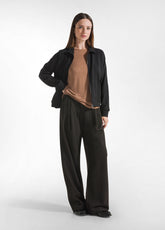 PINSTRIPED PLEATED PALAZZO PANTS - BLACK - Pulse | DEHA