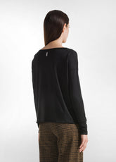 T-SHIRT MANICHE LUNGHE IN MODAL CON STAMPA NERO - BLACK | DEHA