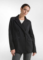 WARM FLEECE DOUBLE-BREASTED BLAZER - BLACK - Jackets & Vests | DEHA