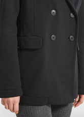 WARM FLEECE DOUBLE-BREASTED BLAZER - BLACK - BLACK | DEHA