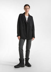 WARM FLEECE DOUBLE-BREASTED BLAZER - BLACK - BLACK | DEHA