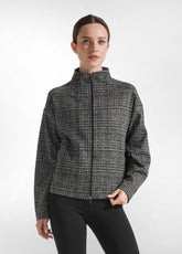 FELPA JACQUARD A QUADRI CON ZIP NERO - Pulse | DEHA