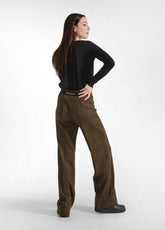 CHECK JACQUARD PALAZZO PANTS - BROWN - Pulse | DEHA