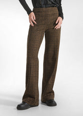 PANTALONE PALAZZO JACQUARD A QUADRI MARRONE - GLACE' BROWN | DEHA