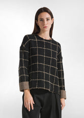 MAGLIA A QUADRI MISTO LANA NERO - Warm and Cosy | DEHA