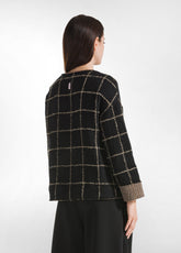 WOOLY GAUZE CHECK PULLOVER - BLACK - BLACK | DEHA