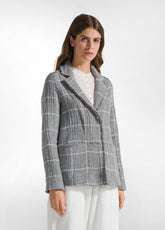 DOUBLED WOOLY GAUZE CHECK BLAZER - GREY - Jackets & Vests | DEHA