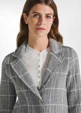 DOUBLED WOOLY GAUZE CHECK BLAZER - GREY - SILVER GRAY | DEHA