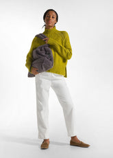 PANTALONE DRITTO IN VELLUTO LISCIO BIANCO - MILK WHITE | DEHA