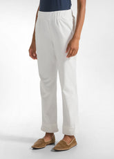 STRETCH VELVET STRAIGHT PANTS - WHITE - MILK WHITE | DEHA