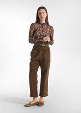 PANTALONE DRITTO IN VELLUTO LISCIO MARRONE - I AM MY OWN MUSE | FW24 | DEHA