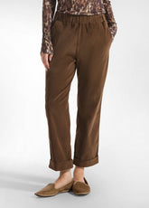 PANTALONE DRITTO IN VELLUTO LISCIO MARRONE - COFFEE BROWN | DEHA