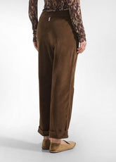 PANTALONE DRITTO IN VELLUTO LISCIO MARRONE - COFFEE BROWN | DEHA