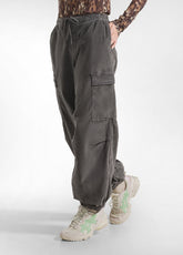 STRETCH VELVET CARGO PANTS - GREY - LEAD GREY | DEHA