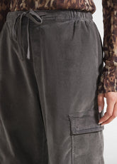 STRETCH VELVET CARGO PANTS - GREY - LEAD GREY | DEHA