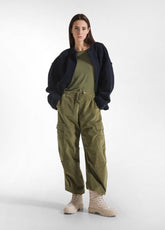 STRETCH VELVET CARGO PANTS - GREEN - OLIVE GREEN | DEHA