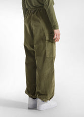 STRETCH VELVET CARGO PANTS - GREEN - OLIVE GREEN | DEHA