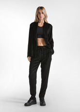 SOFT VISCOSE CORDUROY STRAIGHT PANTS - BLACK - BLACK | DEHA