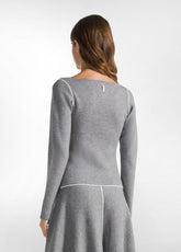 BI-COLOR BOATNECK PULLOVER - GREY - SILVER GRAY | DEHA