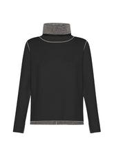 ZWEIFARBIG STEHKRAGEN-PULLOVER - SCHWARZ - Komplett neue Kollektion | DEHA