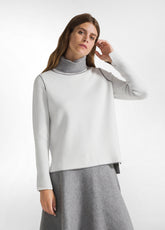 BI-COLOR HIGH NECK PULLOVER - WHITE - MILK WHITE | DEHA