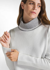 BI-COLOR HIGH NECK PULLOVER - WHITE - MILK WHITE | DEHA