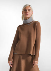 ZWEIFARBIG STEHKRAGEN-PULLOVER - BRAUN - GLACE' BROWN | DEHA