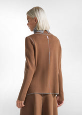 ZWEIFARBIG STEHKRAGEN-PULLOVER - BRAUN - GLACE' BROWN | DEHA