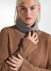 ZWEIFARBIG STEHKRAGEN-PULLOVER - BRAUN - GLACE' BROWN | DEHA