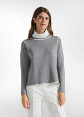 ZWEIFARBIG STEHKRAGEN-PULLOVER - GRAU - SILVER GRAY | DEHA