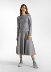 BI-COLOR KNITTED SKIRT - GREY - SILVER GRAY | DEHA